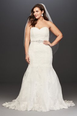 Lace Plus Size Wedding Dress with Scalloped Hem Collection 9V3680