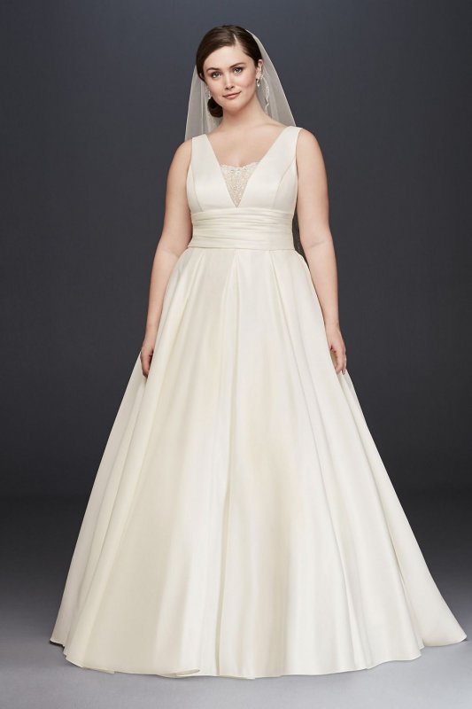 Satin Cummerbund Plus Size Wedding Dress Collection 9V3848