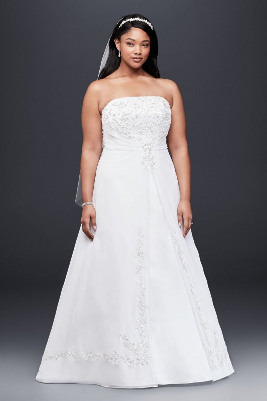 A-Line Plus Size Wedding Dress with Cap Sleeves Collection 9V9010