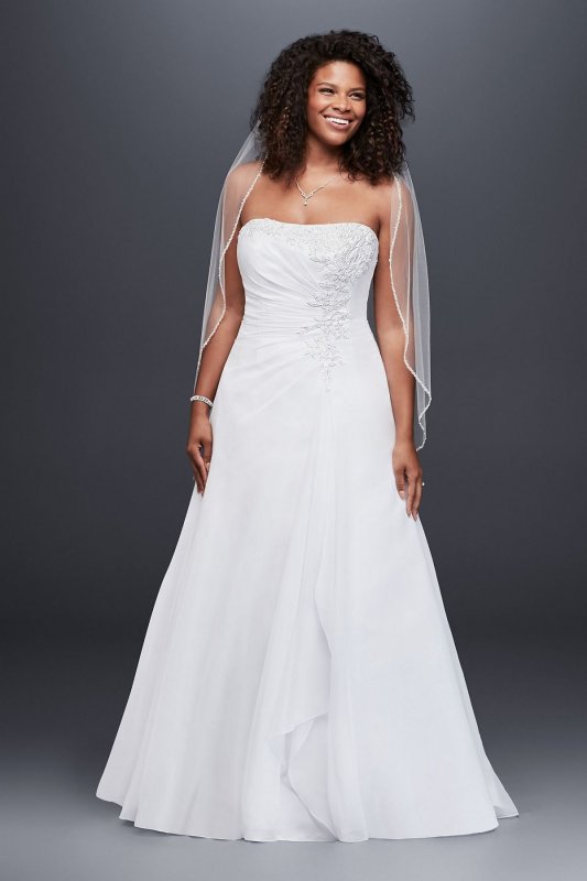 Chiffon Side Drape A-line Plus Size Wedding Dress Collection 9V9409