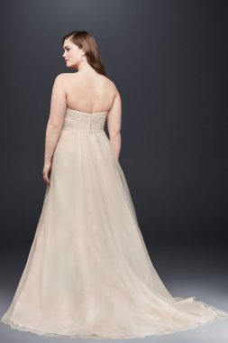 A-Line Beaded Lace Tulle Plus Size Wedding Dress Collection 9WG3586