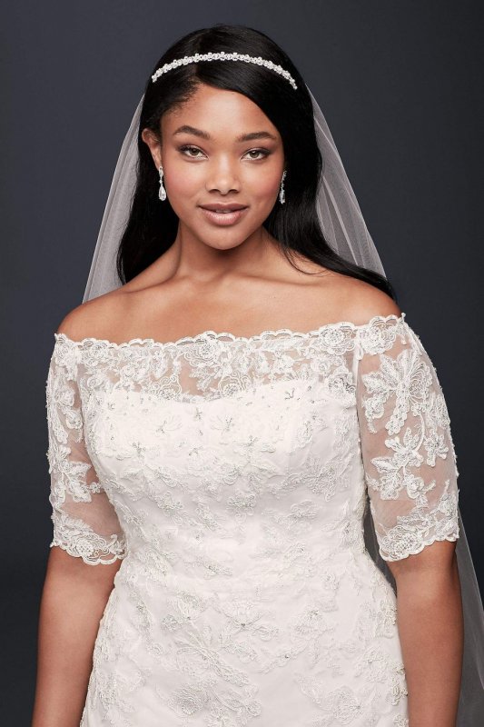 Jewel 3/4 Sleeve Plus Size Wedding Dress Jewel 9WG3734