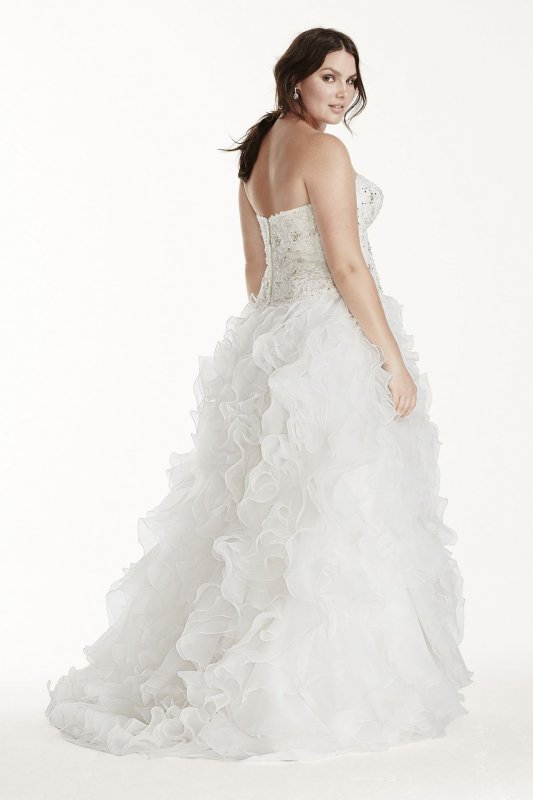 Jewel Organza Plus Size Wedding Dress with Ruffles Jewel 9WG3752