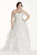 Jewel Organza Plus Size Wedding Dress with Ruffles Jewel 9WG3752