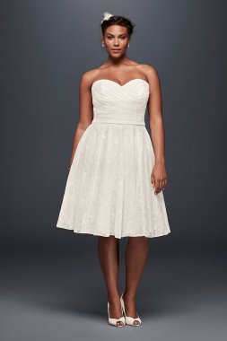 Strapless Lace Plus Size Short Wedding Dress 9WG3826