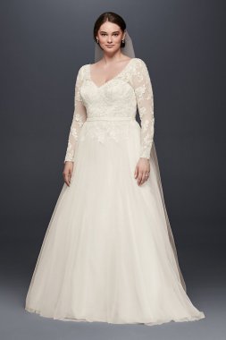 Plus Size Long Sleeve Wedding Dress With Low Back Collection 9WG3831