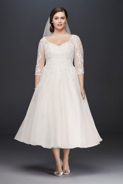Tulle Plus Size Tea-Length Wedding Dress Collection 9WG3857