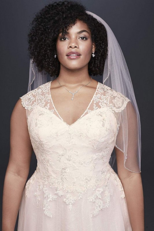 Tulle-Over-Lace Plus Size A-Line Wedding Dress Collection 9WG3859