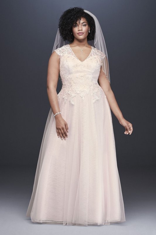 Tulle-Over-Lace Plus Size A-Line Wedding Dress Collection 9WG3859