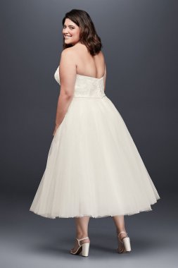 Appliqued Tulle Tea-Length Plus Size Wedding Dress Collection 9WG3876