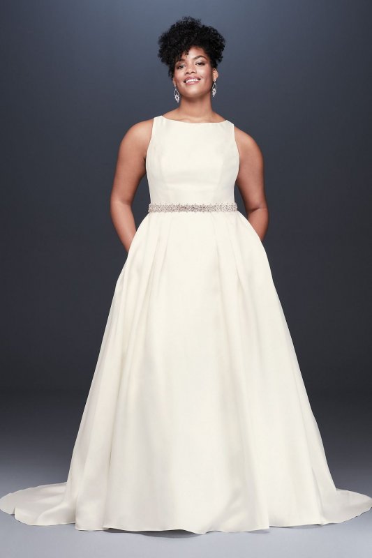 High-Neck Mikado Plus Size Ball Gown Wedding Dress Collection 9WG3879