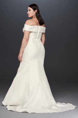 Off-the-Shoulder Mikado Plus Size Wedding Dress Collection 9WG3880