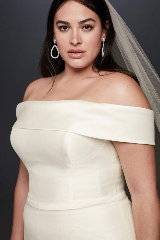 Off-the-Shoulder Mikado Plus Size Wedding Dress Collection 9WG3880