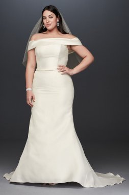 Off-the-Shoulder Mikado Plus Size Wedding Dress Collection 9WG3880