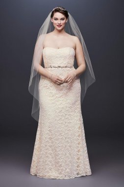 Guipure Lace Sheath Plus Size Wedding Dress 9WG3885