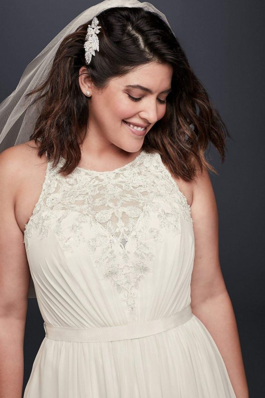Beaded Chiffon Halter Plus Size Wedding Dress Collection 9WG3895