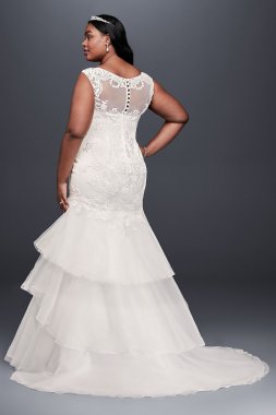 Lace and Tiered Tulle Plus Size Wedding Dress Collection 9WG3897