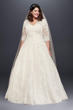 Organza Plus Size Wedding Dress with Long Jacket Collection 9WG3899