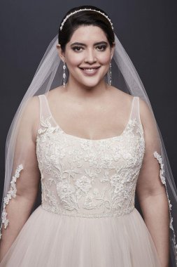 Lace and Tulle Plus Size Ball Gown Wedding Dress 9WG3905