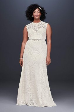 Allover Lace Plus Size Sheath Wedding Dress Collection 9WG3910