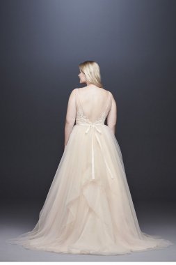 Tulle Plus Size Tank Ball Gown with Layered Skirt 9WG3913