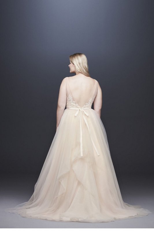 Tulle Plus Size Tank Ball Gown with Layered Skirt 9WG3913