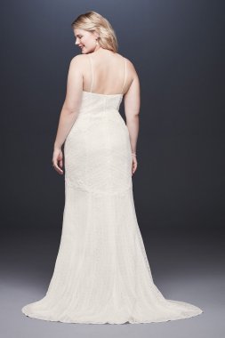Allover Lace Tank Sheath Plus Size Wedding Dress 9WG3916