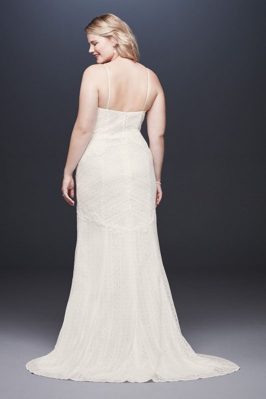 Allover Lace Tank Sheath Plus Size Wedding Dress 9WG3916