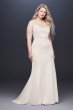 Allover Lace Tank Sheath Plus Size Wedding Dress 9WG3916