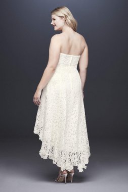 High-Low Tea-Length Lace Plus Size Wedding Dress 9WG3925