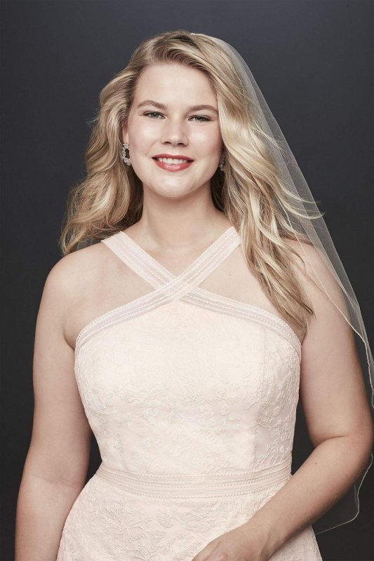 Embroidered Lace Y-Neck Plus Size Wedding Dress 9WG3928