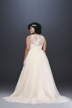 Appliqued Glitter Tulle Plus Size Wedding Dress Collection 9WG3930