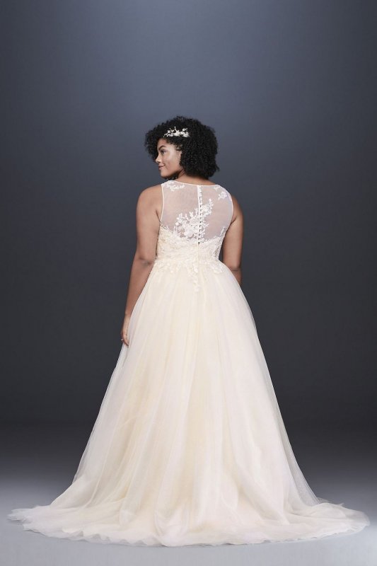 Appliqued Glitter Tulle Plus Size Wedding Dress Collection 9WG3930