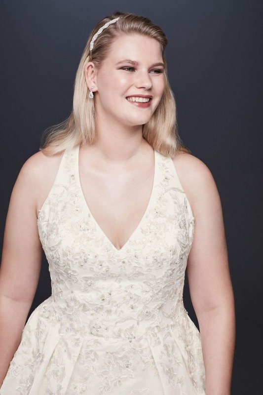 Illusion Back Organza Plus Size Wedding Dress Collection 9WG3936