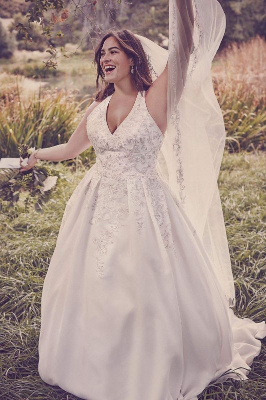 Illusion Back Organza Plus Size Wedding Dress Collection 9WG3936