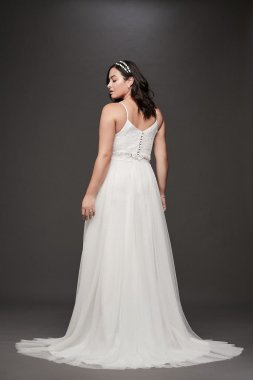Lace and Tulle Two-Piece Plus Size Wedding Dress 9WG3952
