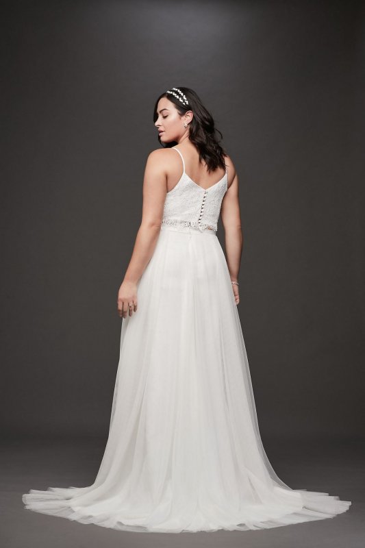 Lace and Tulle Two-Piece Plus Size Wedding Dress 9WG3952