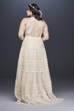 Lace and Point DEsprit Plus Size Wedding Dress 9WG3956
