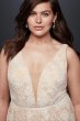 Strappy V-Neck Lace Plus Size Sheath Wedding Dress 9WG3959