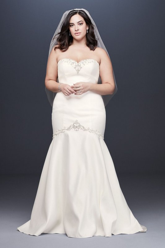 Beaded Satin Mermaid Plus Size Wedding Dress Collection 9WG3962