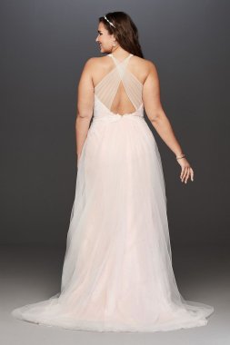 Lace and Tulle Cross-Back Plus Size Wedding Dress Collection 9WG3963