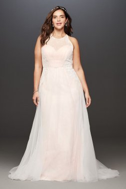 Lace and Tulle Cross-Back Plus Size Wedding Dress Collection 9WG3963