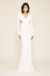 Long Sleeve Crepe V-Neck Sheath Wedding Dress ALG19142LBR