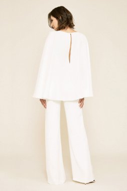 Farrell Crepe Lace Overlay Cape Sleeve Jumpsuit ALG19251YBR