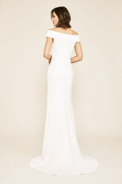 Crepe Off-the-Shoulder Cap Sleeve Wedding Dress ALG19544LBR