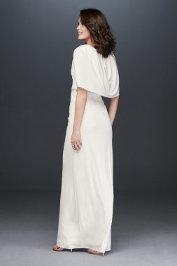 Faux-Wrap Jersey Capelet Gown with Embellishment AP1E205551