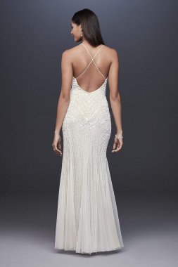 Beaded Sheath V-Neck Dress with Godets AP2E205240