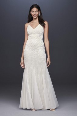 Beaded Sheath V-Neck Dress with Godets AP2E205240