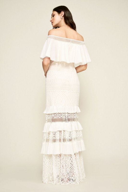 Alexia Tiered Lace Off-the-Shoulder Wedding Dress AVF17395LBR