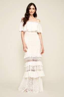Alexia Tiered Lace Off-the-Shoulder Wedding Dress AVF17395LBR